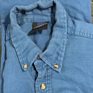 Cambridge Classics Button Down Shirt Mens L Blue Short Sleeve Cotton Blend